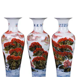 上海陶瓷落地手绘青花大花瓶1.2 1.4 1.6 1.8 2米客厅装饰摆件