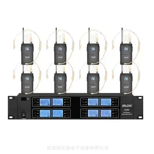 供应JRLON LA-8001/LA-81T 一拖八无线话筒(头戴耳麦，黑色/肤色可选)