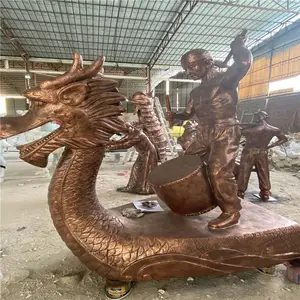 玻璃钢赛龙舟人物雕塑 龙舟节雕塑主题 中国传统文化景观雕塑定制