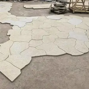 庭院建筑 柏坡凰石皮墙文化石 黄色冰裂纹碎拼石 乱形石片石