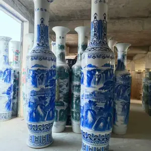山水3米大花瓶作为开业礼 公司工厂门口摆件 手绘瓷器瓷瓶装饰