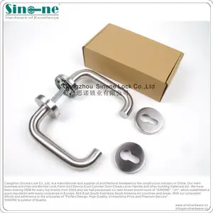 欧标加厚特质不锈钢管状精铸防火门分体连体圆角把手思诺牌德国