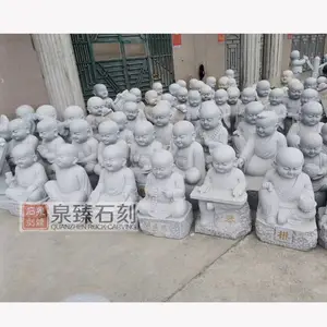 批发各种石雕小沙弥 寺院石头小和尚石雕