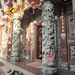 厂家直供石雕龙柱 寺院石龙柱雕塑 青石盘龙柱定制