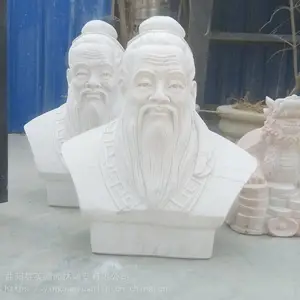 石雕孔子半身 汉白玉肖像 古代历史人物-校园文化名人雕塑