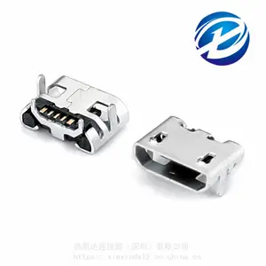 MICRO USB 5P母座 牛角型 7.2*4.85mm 大电流 1-5P加宽 四脚 直边