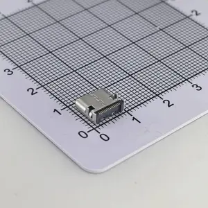 板上7.6mm TYPE C 16PIN 5A SMT单排母座 LCP黑胶 端子铜 外壳304不锈钢