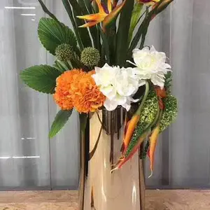 厂家定制现代金色不锈钢装饰花盆