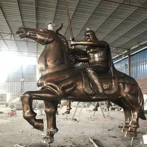 宁夏树脂纤维古代骑兵人物雕塑 玻璃钢骑马士兵雕像