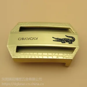 鳄鱼图皮带头不锈钢包金腰带扣内穿式平滑扣板扣插扣包头扣