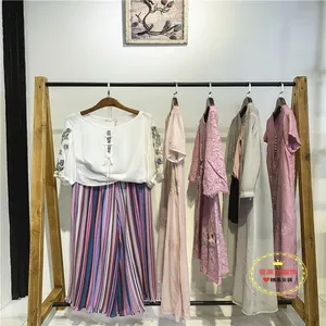 名品折扣店广州大码女装清仓爱奴娇雪纺裤裙货源清仓处理多种面料新款组货包