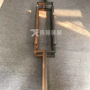 玻璃门不锈钢蚀刻logo拉手定制厂家 中国银行大门黑金不锈钢拉手
