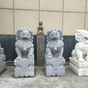定制大型青石石雕狮子一对户外庭院公司门口石狮子摆件