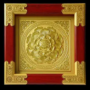地宫佛堂铝合金吊顶材料寺庙古建筑佛堂天花装饰浮雕莲花吊顶彩绘贴金