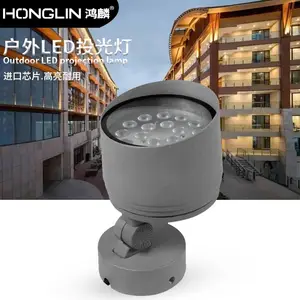 LED投光灯18W圆形户外灯照树柱子过道灯桥梁公园广告牌彩色外控