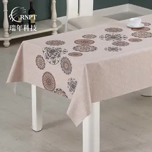 RNPT瑞年 厂家热销特色棉麻台布家用印花餐桌布PVC桌布防水防油