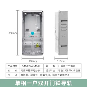 户外防水三相电表箱室外明装透明塑料电表盒家用单相电表箱1户装