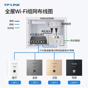 TP-LINK TL-AP1202I-POE 入墙壁式AP双频1200M 86型无线面板5G