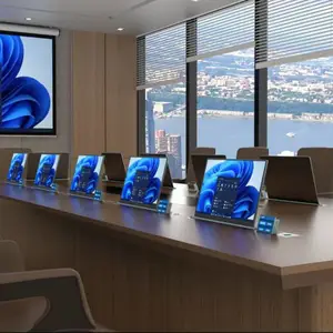 唯美新品 指纹引导极速液晶升降一体机(触控双屏带话筒升降)