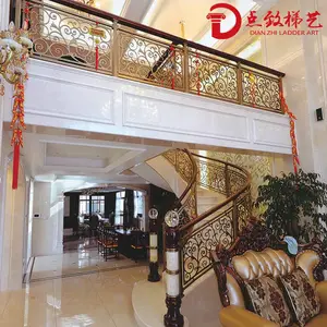 铜铝艺楼梯扶手楼梯铜艺新中式铝艺楼梯护栏别墅楼梯扶手定制