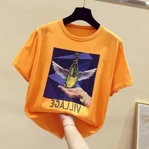 浙江杭州义乌库存怎么拿货新款女士T恤批发短袖ins潮纯棉T恤女