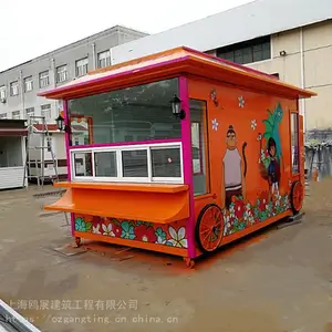 厂家定制景区移动售货亭 图片设计售卖亭 商业街小吃售卖车