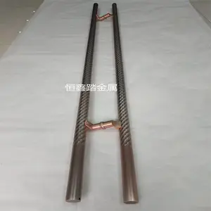 红古铜不锈钢螺纹管玻璃大门拉手实物效果图