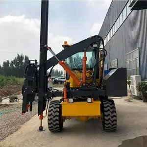 打桩机护栏桩工机械75锤头护栏打桩一体机高速公路桩护栏打桩机
