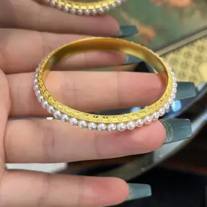 足金999珍珠手镯 30克轻盈不压手 面宽卡7.3mm,精致耐看 日常戴也很显气质