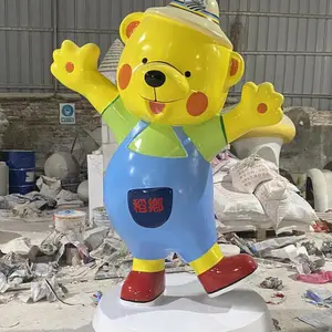 佛山玻璃钢熊卡通雕塑厂家 玻璃钢动物造型卡通雕塑图片