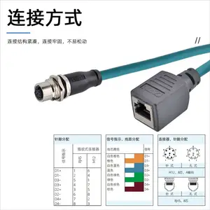 ����EthernetЭ��M12������A����8о��ĸͷתRJ45CAT5E�������������