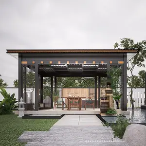 铝合金亭子新中式简约古建凉亭园林庭院室外凉亭景观廊架长廊定制