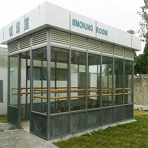 户外厂区休息室吸烟亭 成品钢结构公共吸烟区医院街道移动吸烟亭
