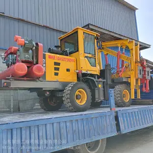 打拔钻一体机公路护栏打桩机轮式压桩机高速小型液压护栏打桩机