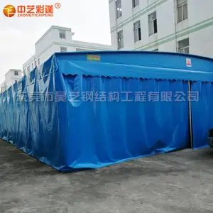 中艺彩蓬厂家批发定做大型钢结构推拉帆布遮阳挡雨棚仓库蓬户外篷