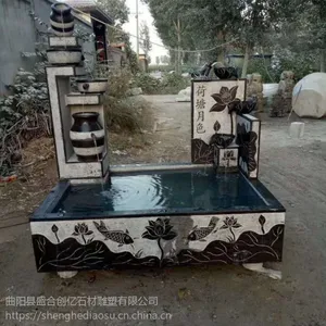 石雕流水摆件、青石庭院流水摆件