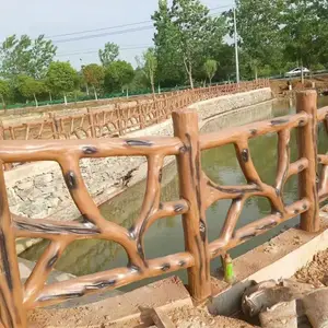 中珺市政河堤景观仿树藤围栏 旅游区仿木护栏 新农村河道仿树二扶手