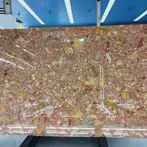 福建水磨石厂家 人造石 无机生态石 预制大板厚度2公分浅色水磨石定制室内装修工程款 敦煌红