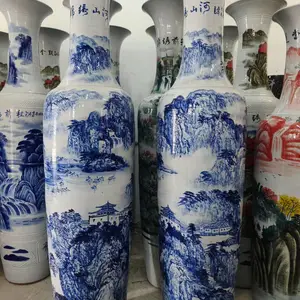景德镇陶瓷仿古手绘青花瓷大花瓶摆件插花新中式客厅装饰工艺礼品