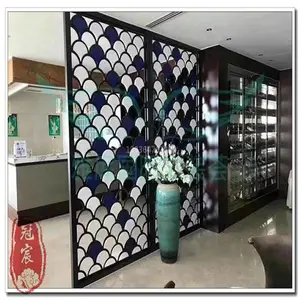 发光不锈钢水晶玻璃屏风隔断 别墅装饰隔断 佛山不锈钢屏风厂家