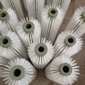 清洗机械滚刷尼龙刷毛刷轮抛光清洗PP尼龙毛刷工业毛刷滚筒圆毛刷旋转尼龙丝除尘空心圆形毛刷软毛刷
