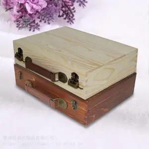 ***木盒定制实木材质带提手松木盒***礼品盒定制批发
