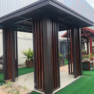 中式木纹铝合金凉亭_低碳环保八角凉亭厂家价格