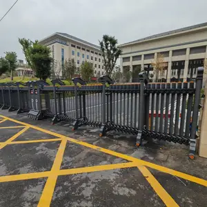 电动伸缩门大门学校单位工厂智能遥控伸缩门不锈钢铝合金伸缩大门铝合金电动伸缩门学校工厂封板自动无轨自动