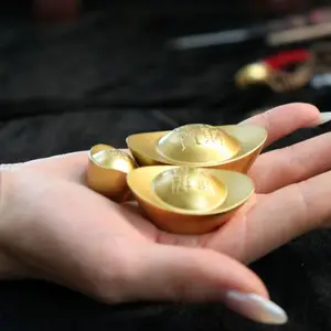 居家摆件 金属工艺品 大中小号 黄铜实心元宝礼品摆件