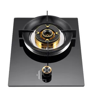 焰博士燃气灶 3025 全黑 430 玻璃面板 5.2KW 能效 四叶草铜盖专款 2 号