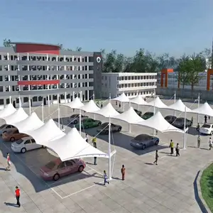 株洲白色篷布雨棚膜结构车棚工程耐腐耐锈