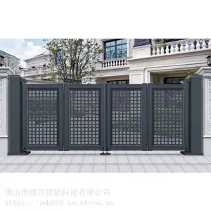 厂家供应豪华别墅门铸铝折叠门电动双开门遥控铝合金大门悬浮折叠门