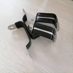 电机P型多管固定夹 U型连胶条双卡箍 22*3包胶三管卡子