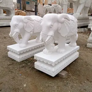 石雕小象批发-三尺白石雕象精品直销